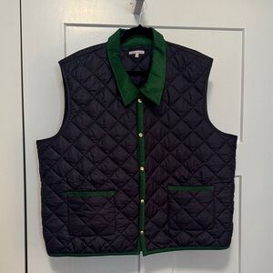 Frances Valentine Quilted Vest with Green Corduroy Collar